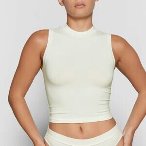 SKIMS Sleeveless Mock Neck Tank Top in Pale Cream